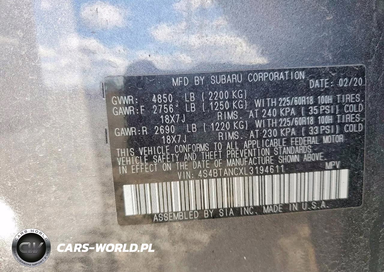 2020 Subaru Outback Limited VIN:4S4BTANCXL3194611 - 12