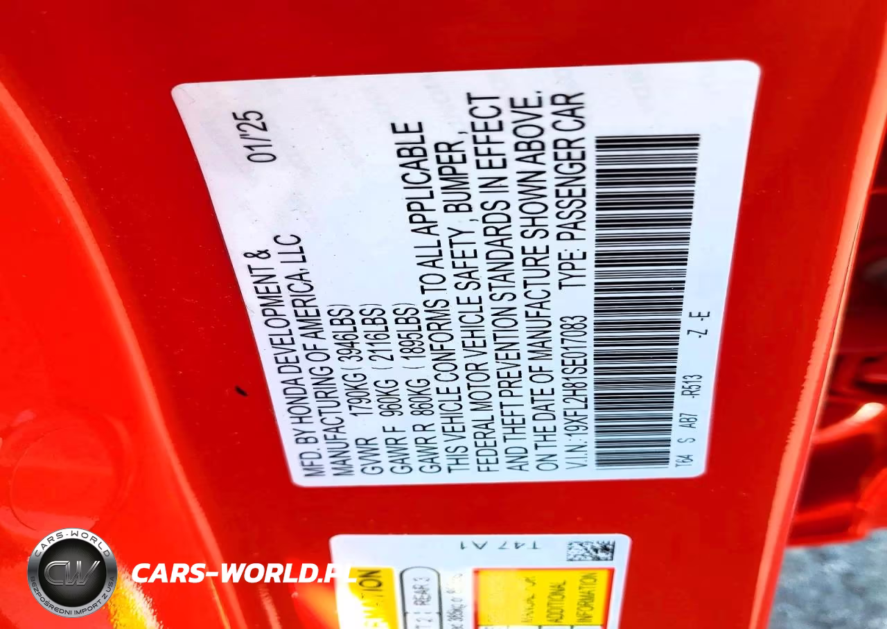 2025 Honda Civic Sport VIN:19XFL2H81SE017083 - 12