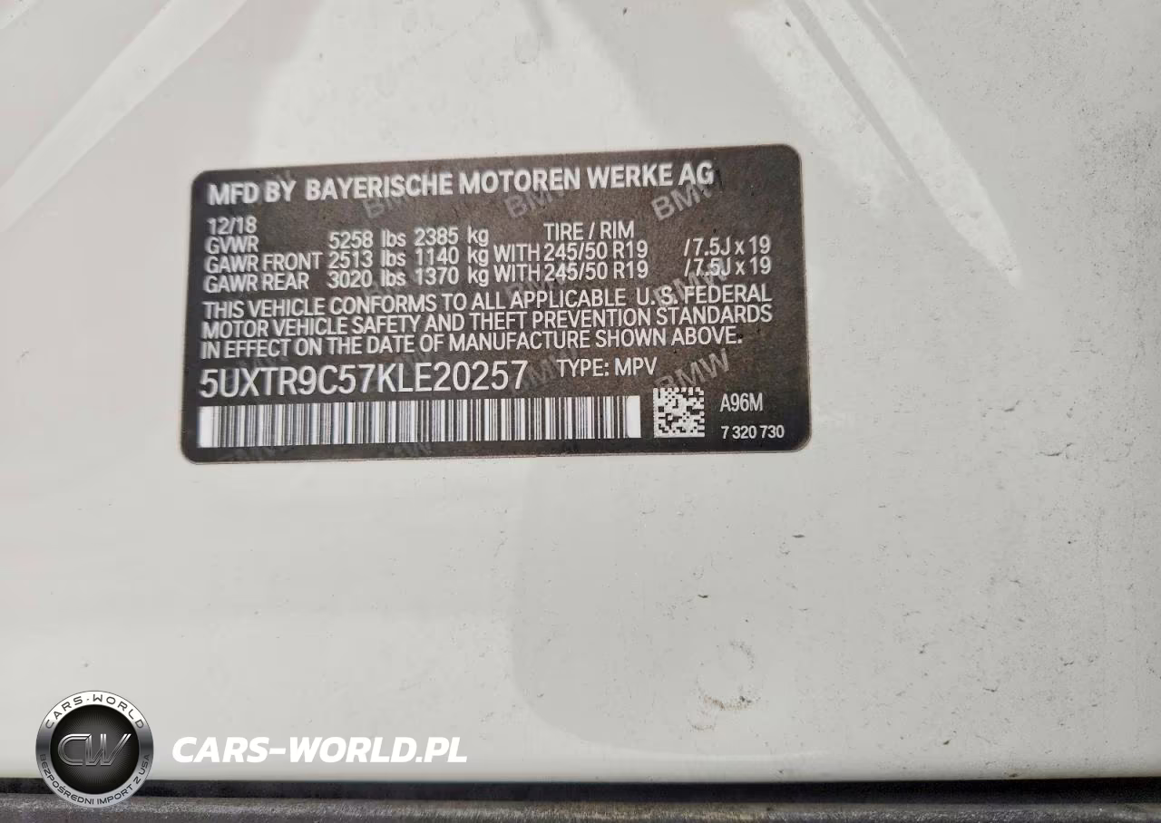 2019 BMW X3 xDrive30I VIN:5UXTR9C57KLE20257 - 13