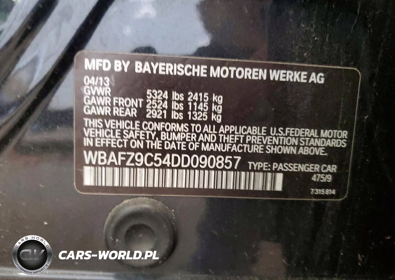 2013 BMW 535 I Hybrid VIN:WBAFZ9C54DD090857 - 12
