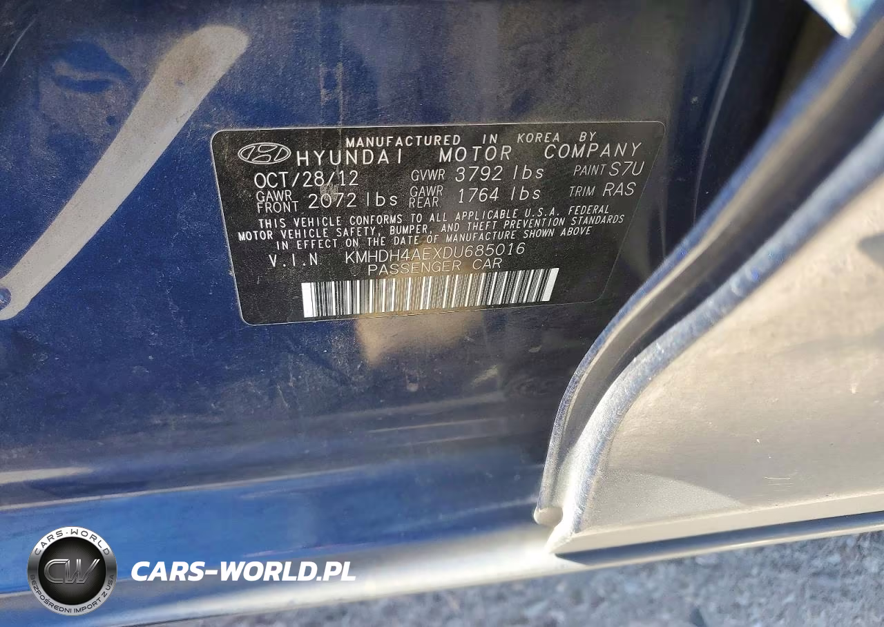2013 Hyundai Elantra Gls VIN:KMHDH4AEXDU685016 - 12