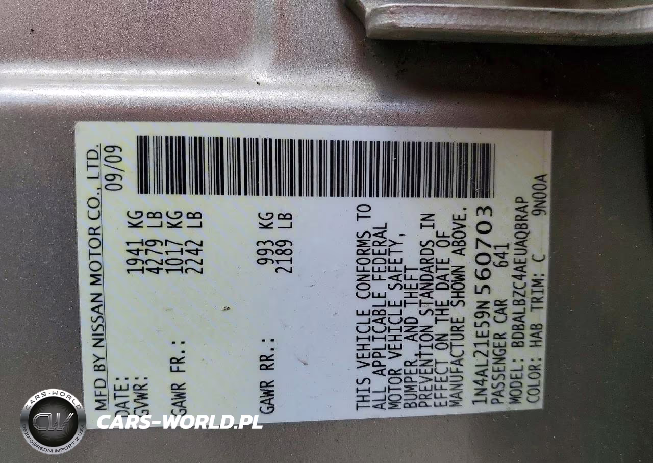 2009 Nissan Altima 2.5 VIN:1N4AL21E59N560703 - 13