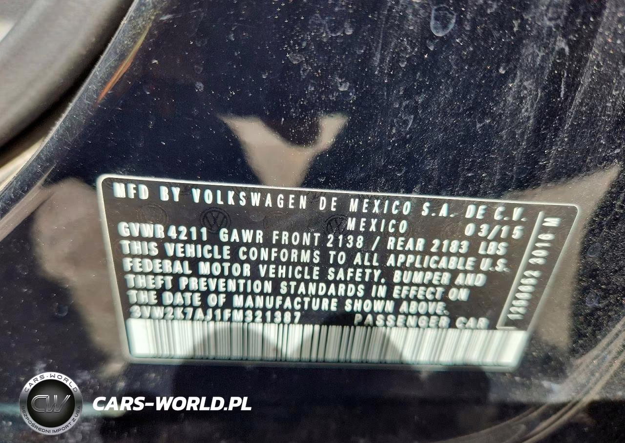 2015 Volkswagen Jetta Base VIN:3VW2K7AJ1FM321387 - 12