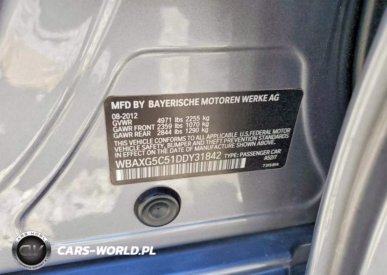 2013 BMW 5 Series VIN:WBAXG5C51DDY31842 - 12