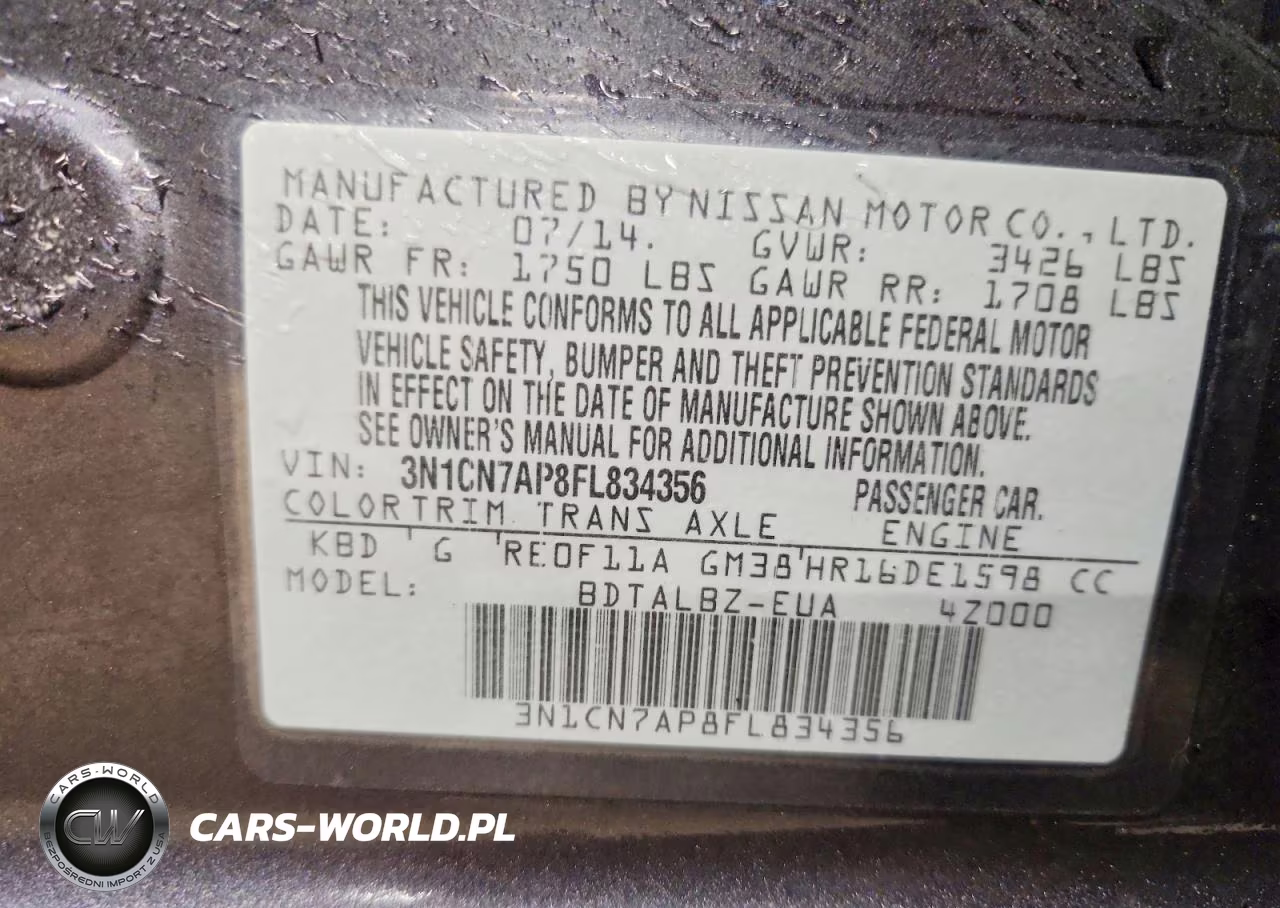 2015 Nissan Versa 1.6 Sv VIN:3N1CN7AP8FL834356 - 13