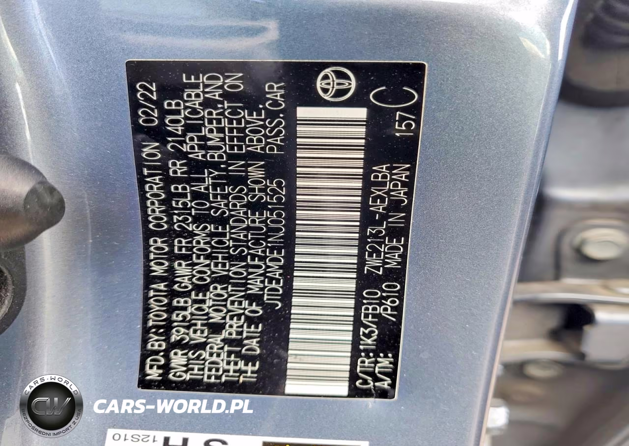 2022 Toyota Corolla Le VIN:JTDEAMDE1NJ051525 - 12