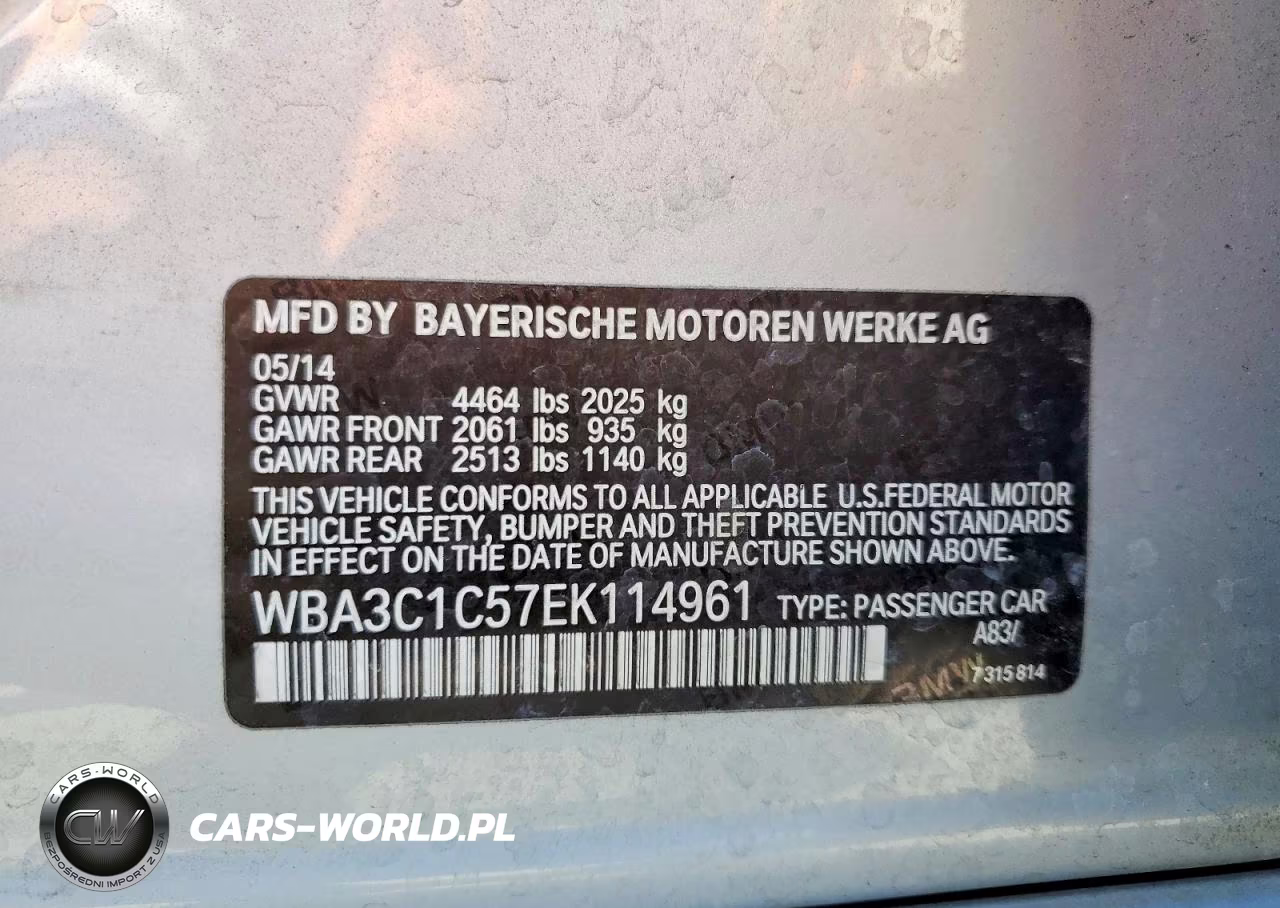 2014 BMW 328 I Sulev VIN:WBA3C1C57EK114961 - 12