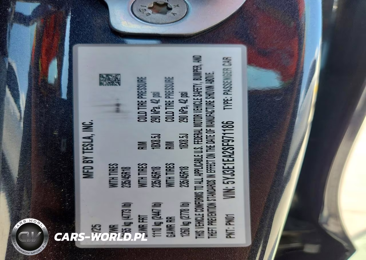 2025 Tesla Model 3 VIN:5YJ3E1EA2SF971186 - 13
