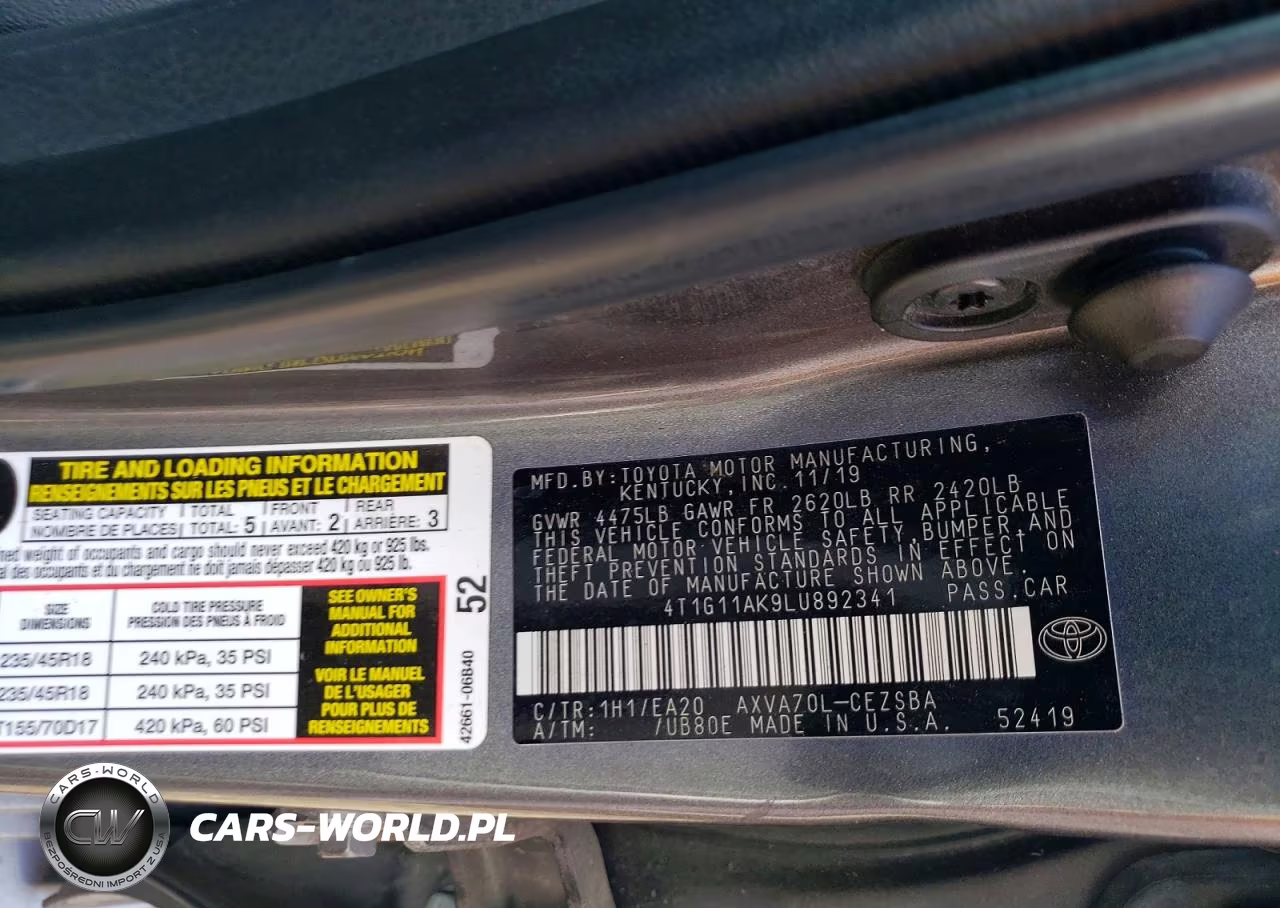 2020 Toyota Camry Se VIN:4T1G11AK9LU892341 - 12