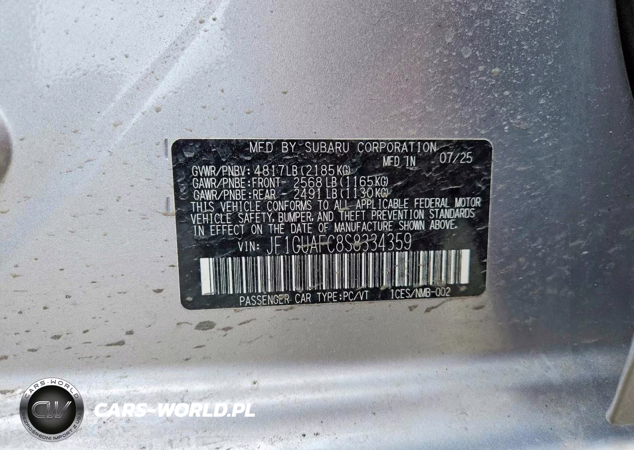 2025 Subaru Impreza Sport VIN:JF1GUAFC8S8334359 - 12