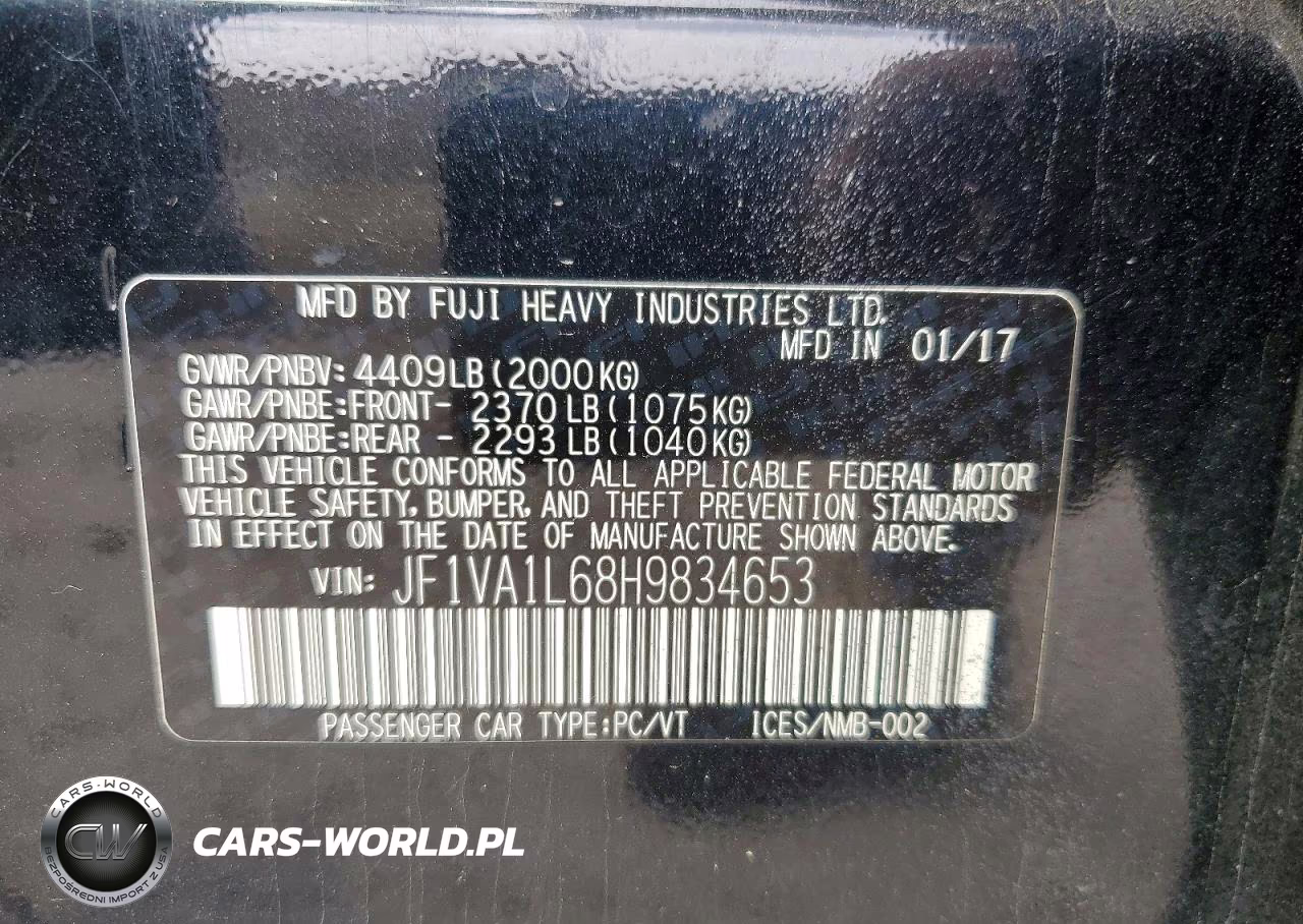2017 Subaru Wrx Limited VIN:JF1VA1L68H9834653 - 12