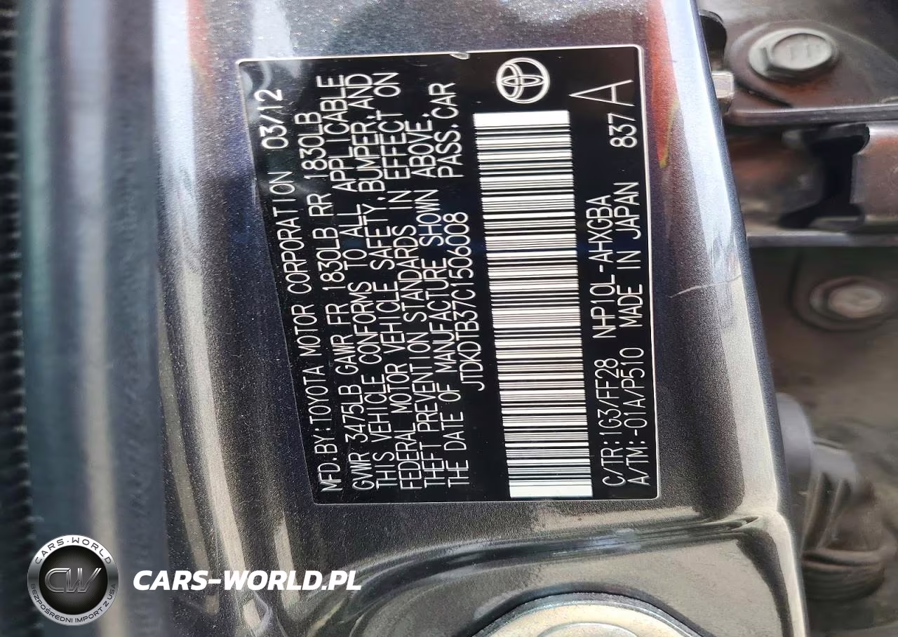 2012 Toyota Prius C Three VIN:JTDKDTB37C1506008 - 12