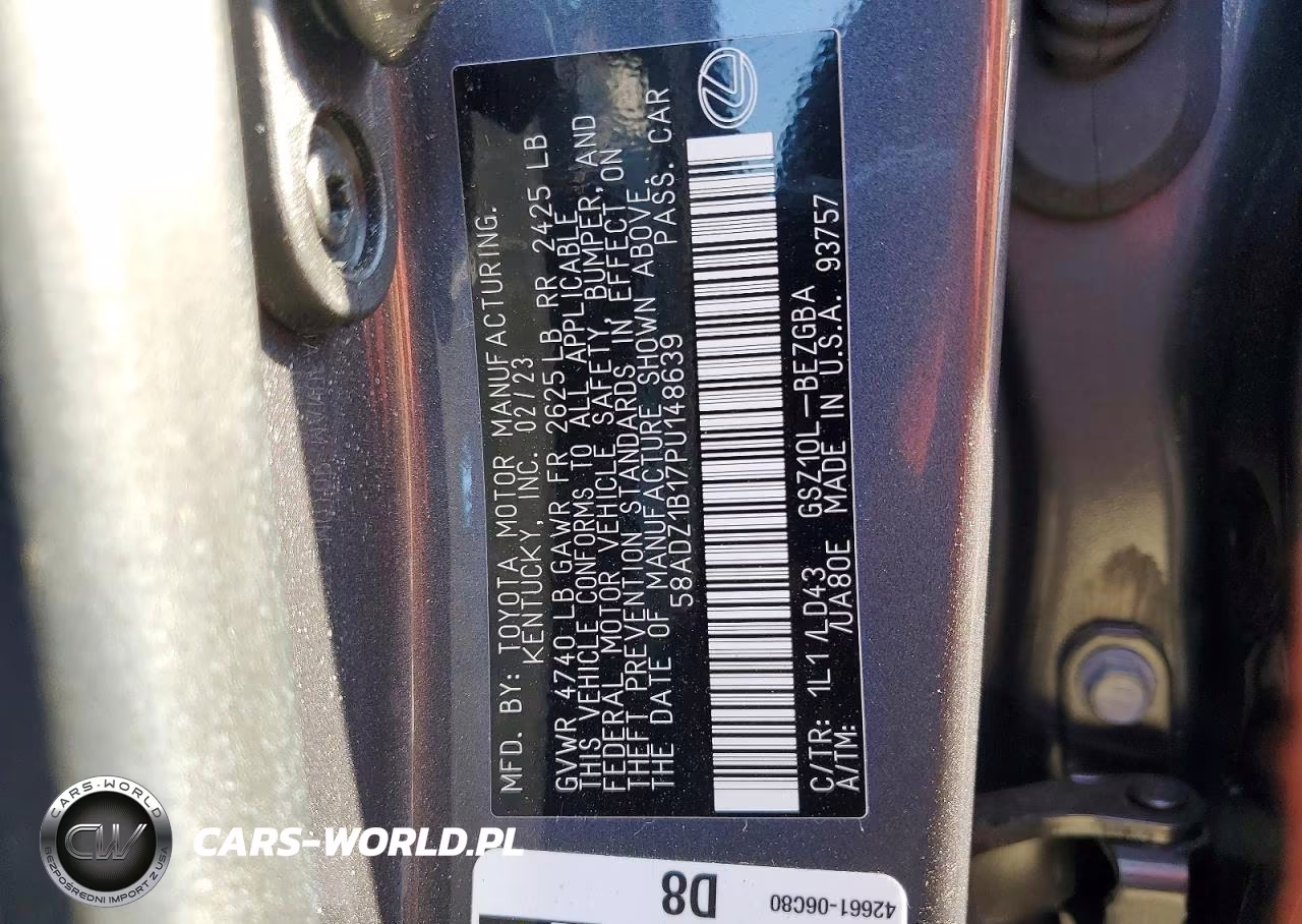 2023 Lexus Es 350 Base VIN:58ADZ1B17PU148639 - 12