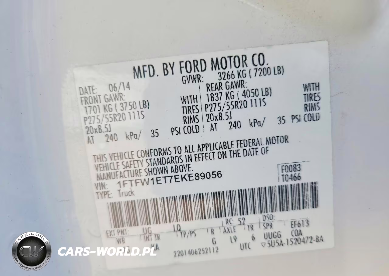 2014 Ford F150 Supercrew VIN:1FTFW1ET7EKE89056 - 12