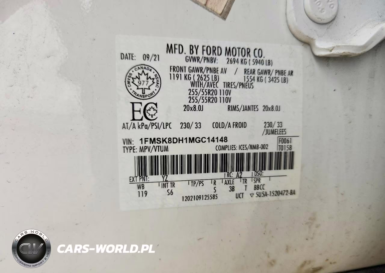 2021 Ford Explorer Xlt VIN:1FMSK8DH1MGC14148 - 14