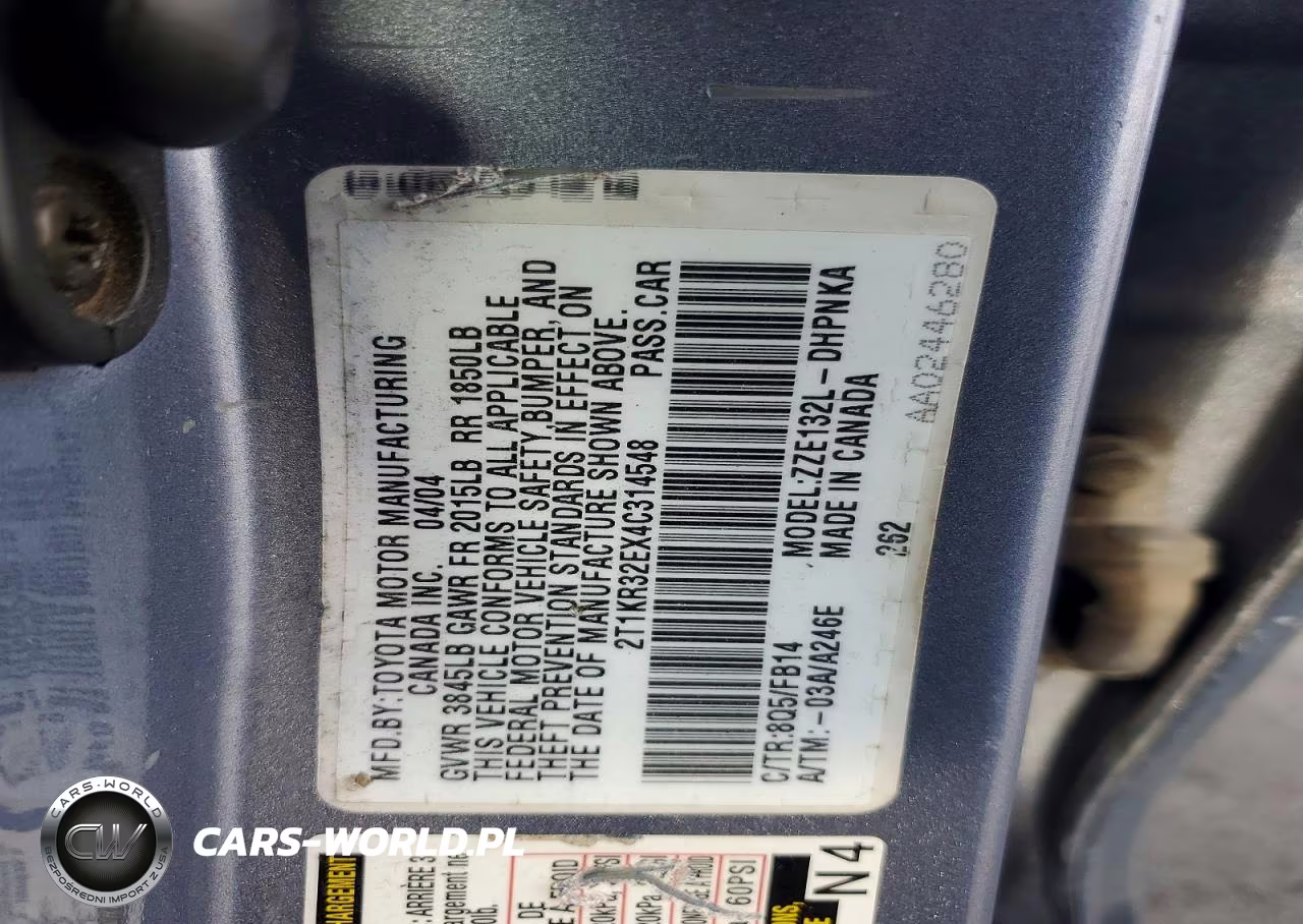 2004 Toyota Corolla Matrix Xr VIN:2T1KR32EX4C314548 - 12