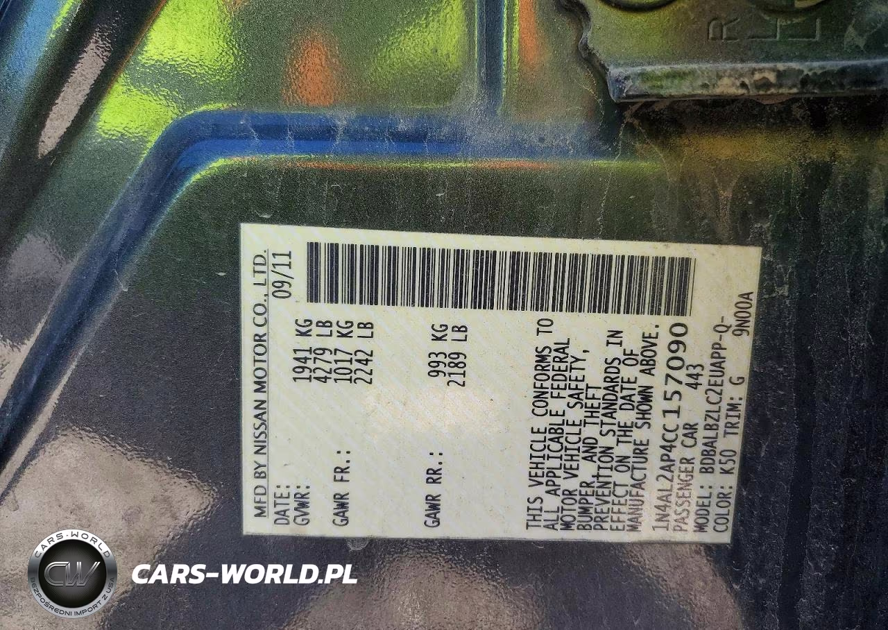 2012 Nissan Altima 2.5 VIN:1N4AL2AP4CC157090 - 12