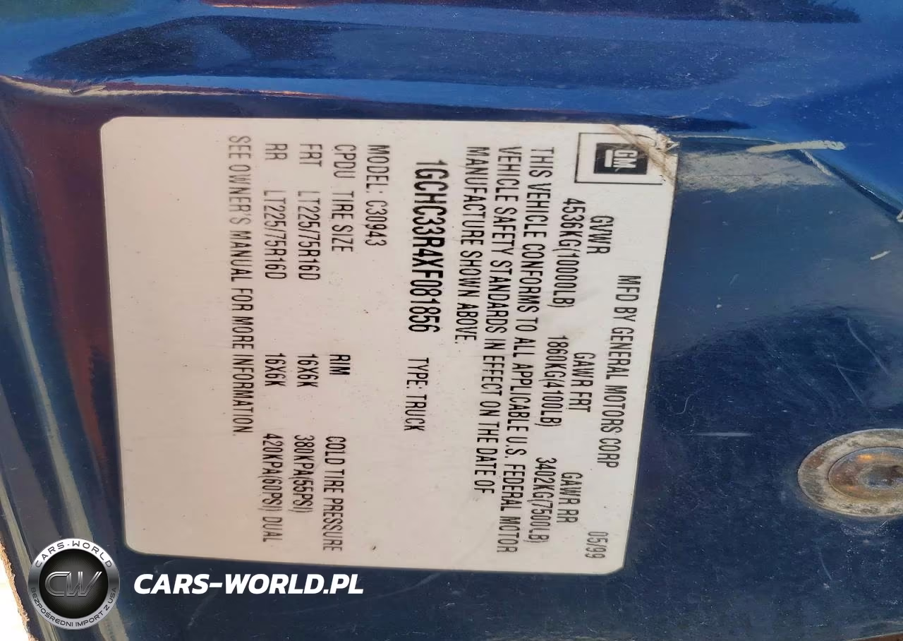 1999 Chevrolet Gmt-400 C3500 VIN:1GCHC33R4XF081856 - 13