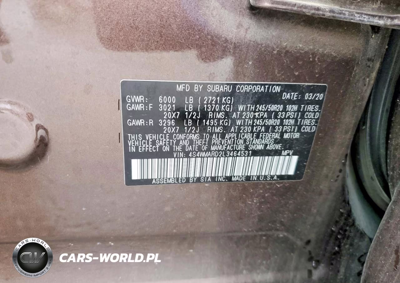 2020 Subaru Ascent Touring VIN:4S4WMARD2L3464531 - 12