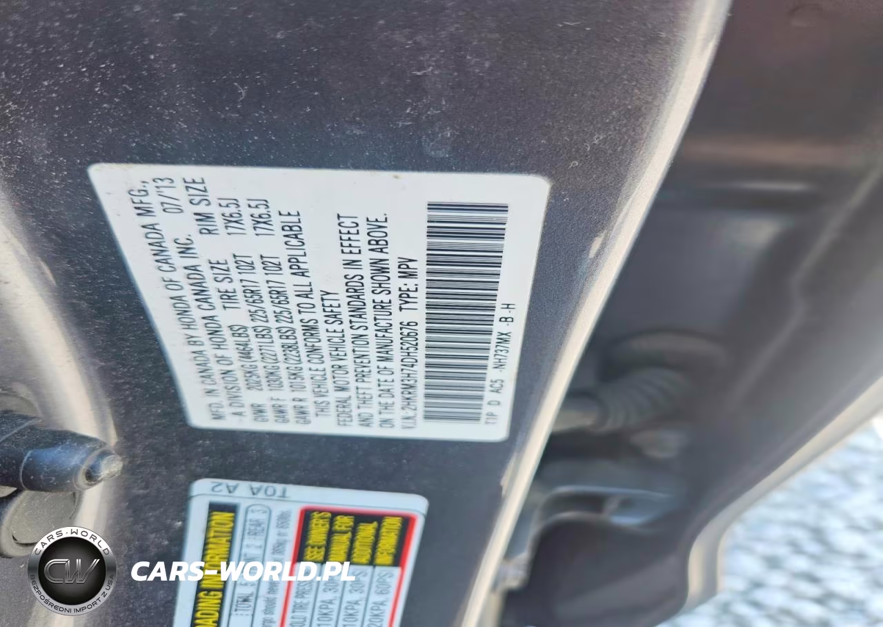 2013 Honda Cr-V Exl VIN:2HKRM3H74DH520676 - 13