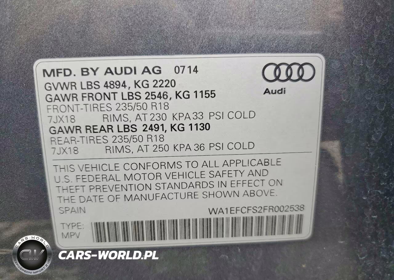 2015 Audi Q3 Premium Plus VIN:WA1EFCFS2FR002538 - 13