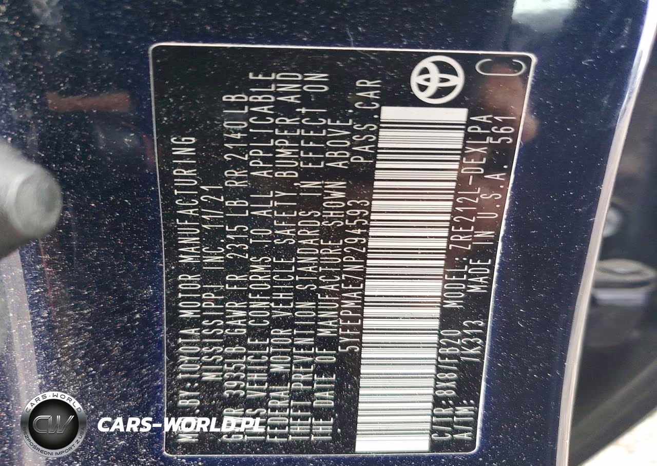 2022 Toyota Corolla Le VIN:5YFEPMAE7NP294593 - 12