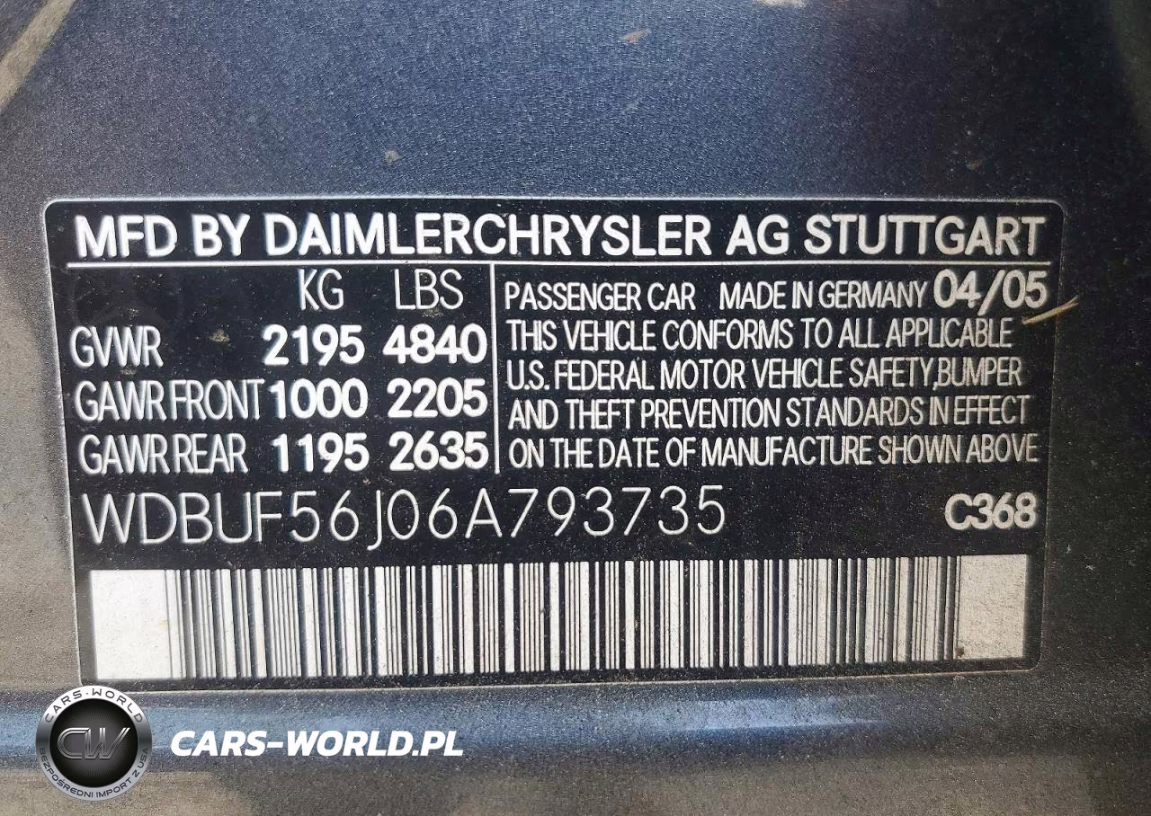 2006 Mercedes-Benz E 350 VIN:WDBUF56J06A793735 - 13