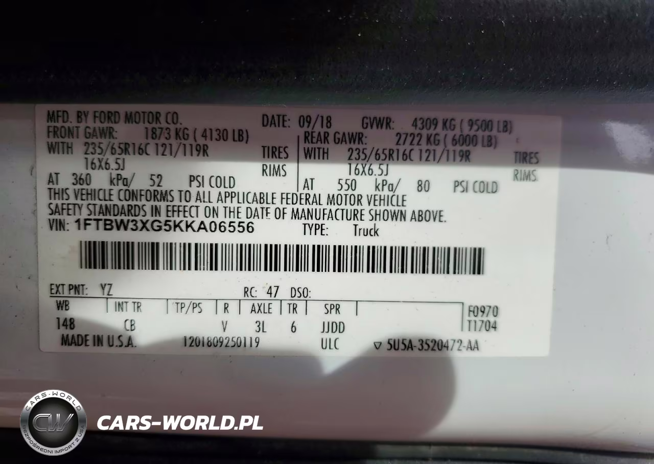 2019 Ford Transit T-350 VIN:1FTBW3XG5KKA06556 - 13