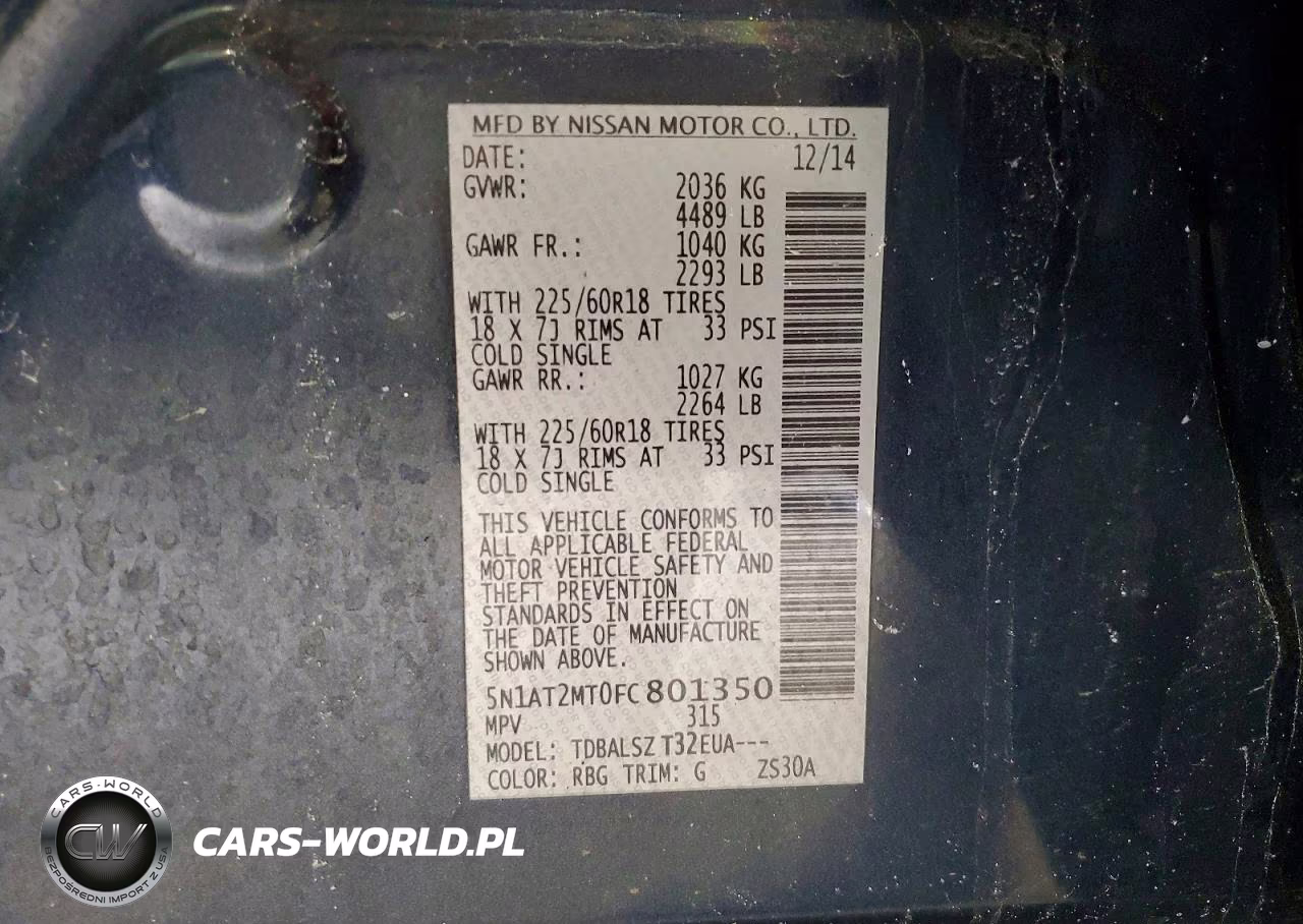 2015 Nissan Rogue Sl VIN:5N1AT2MT0FC801350 - 14