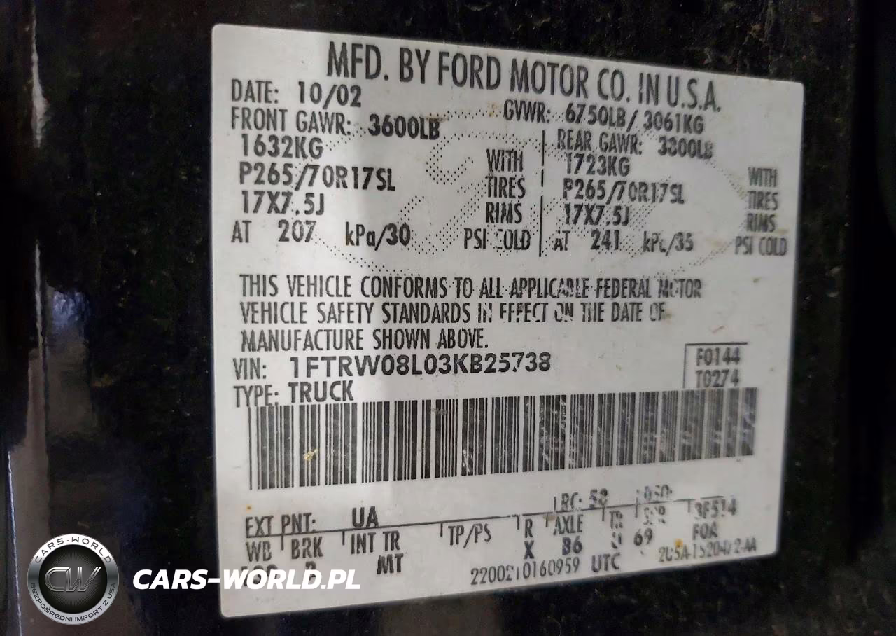 2003 Ford F150 Supercrew VIN:1FTRW08L03KB25738 - 12