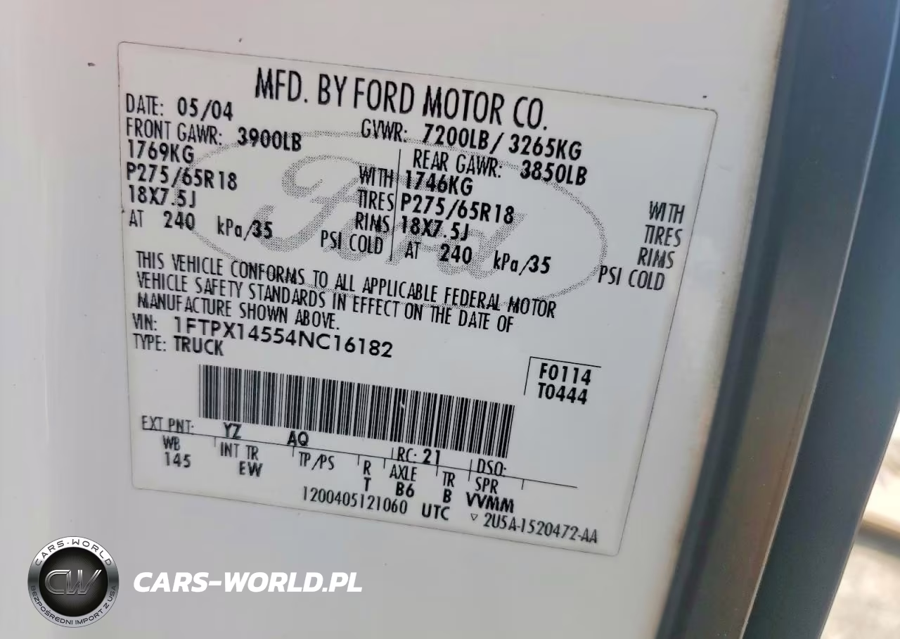 2004 Ford F150 VIN:1FTPX14554NC16182 - 12
