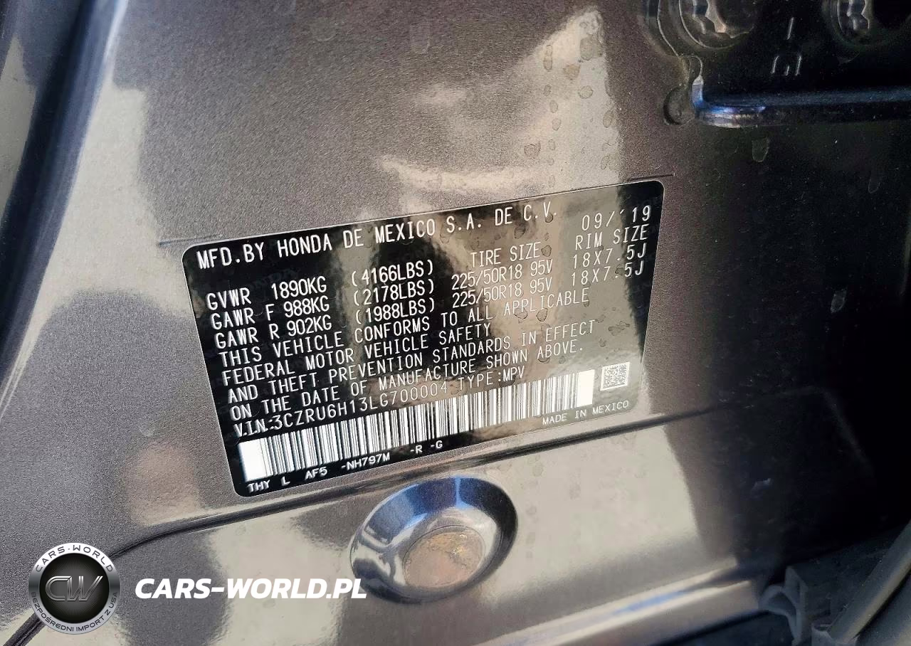 2020 Honda Hr-V Sport VIN:3CZRU6H13LG700004 - 12