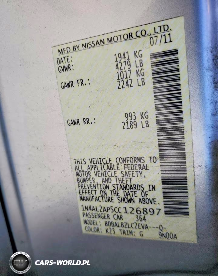 2012 Nissan Altima 2.5 VIN:1N4AL2AP5CC126897 - 12
