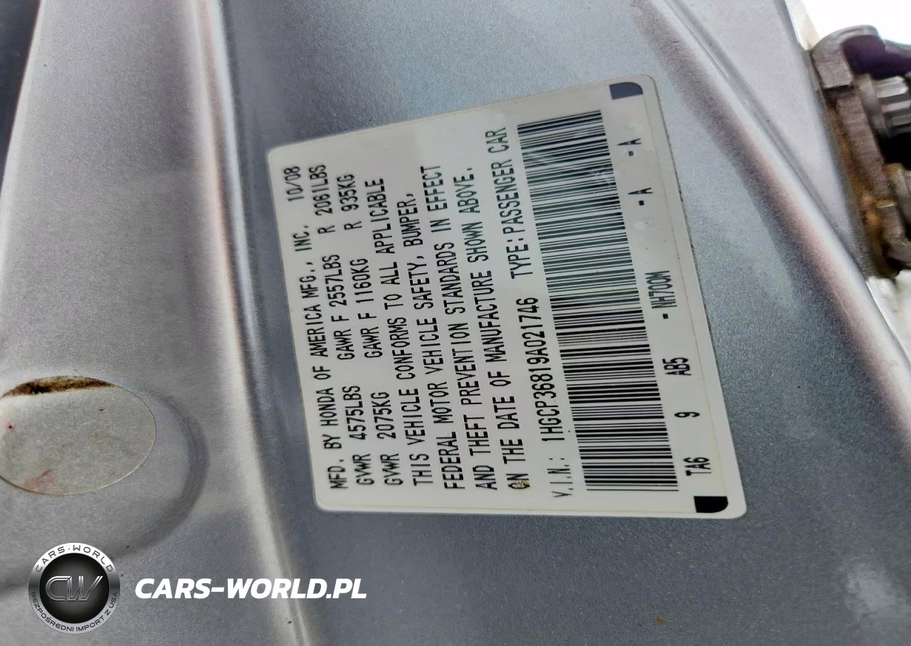 2009 Honda Accord Exl VIN:1HGCP36819A021746 - 13