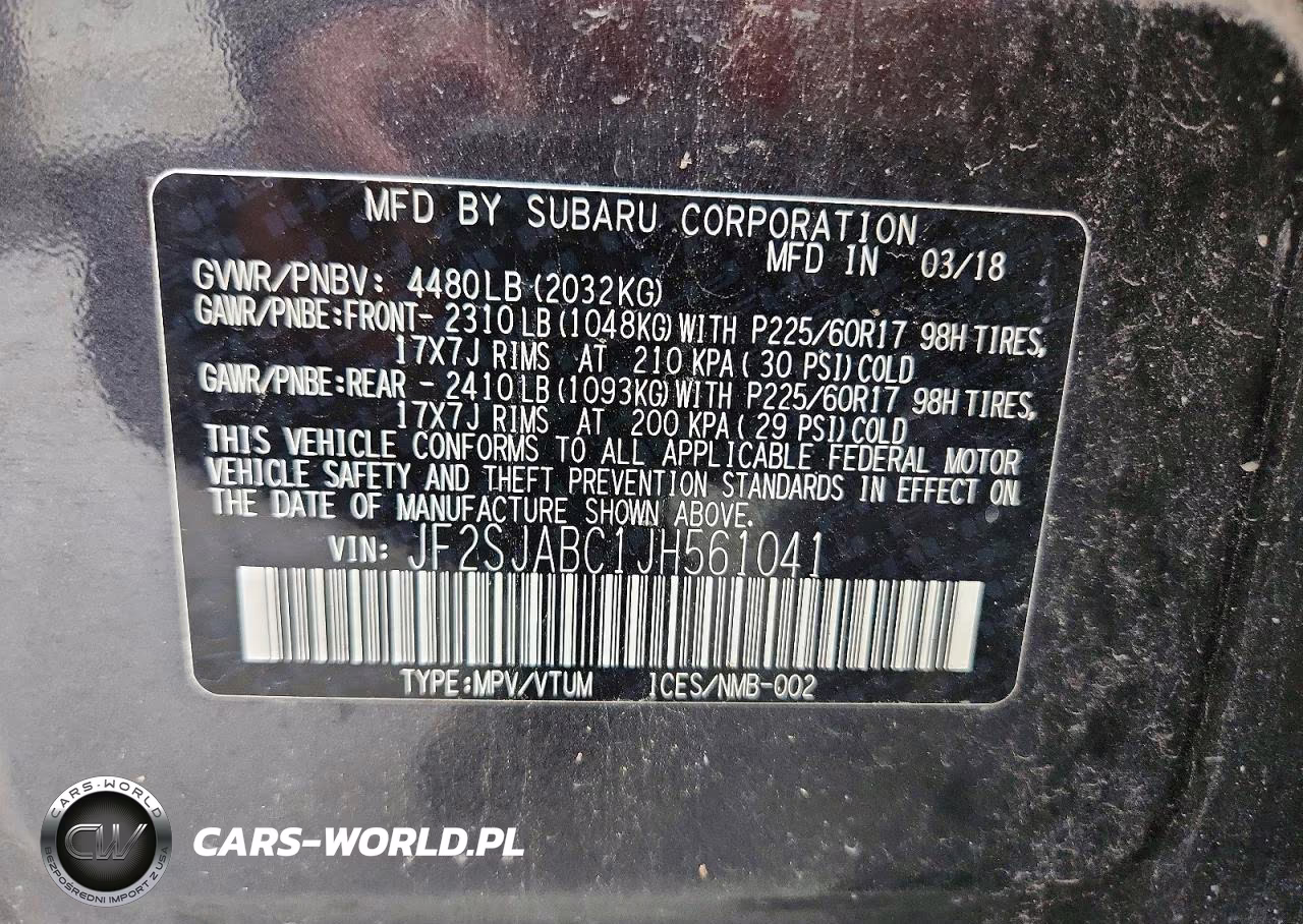 2018 Subaru Forester 2.5I VIN:JF2SJABC1JH561041 - 14