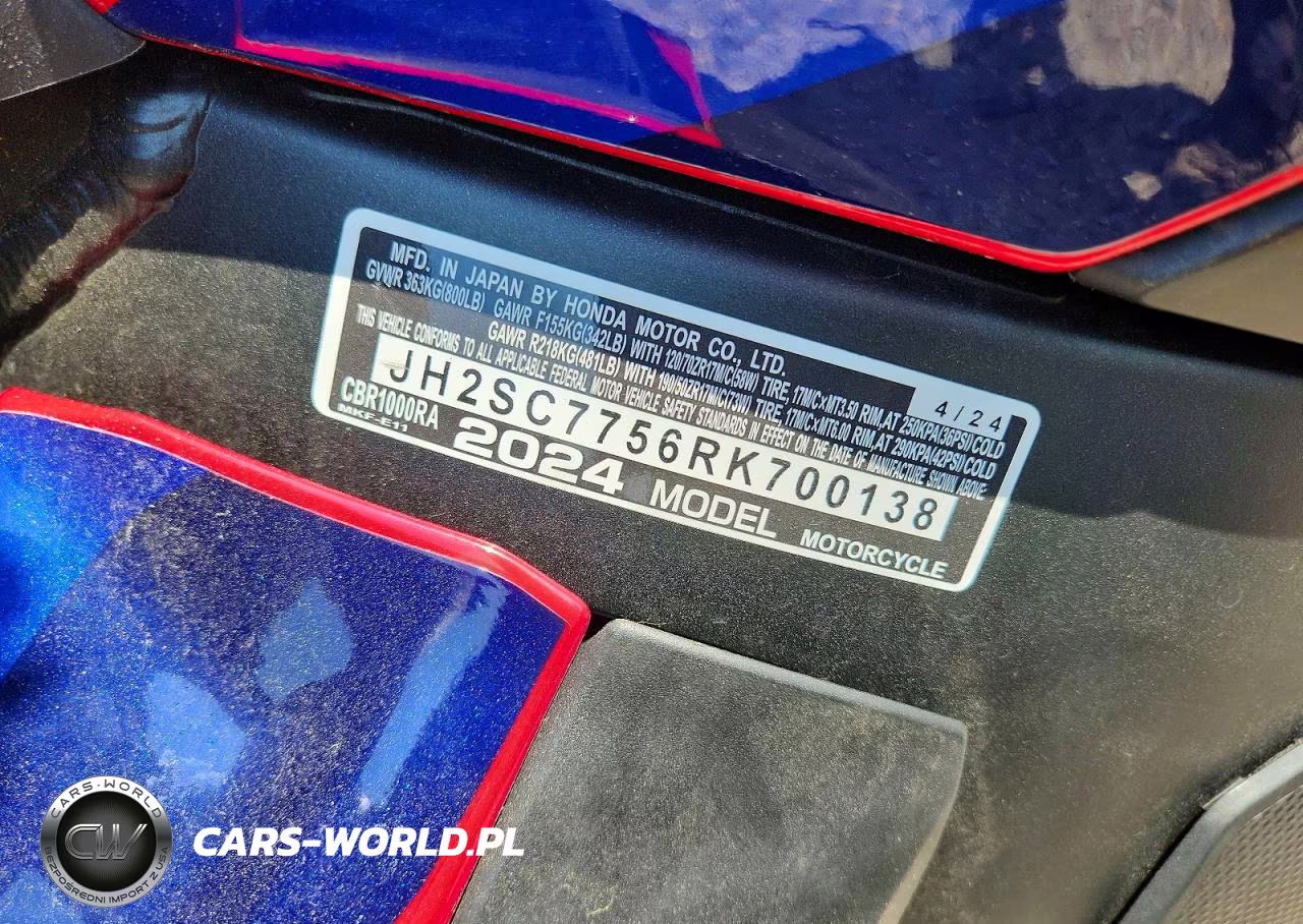 2024 Honda Cbr1000 Ra VIN:JH2SC7756RK700138 - 9