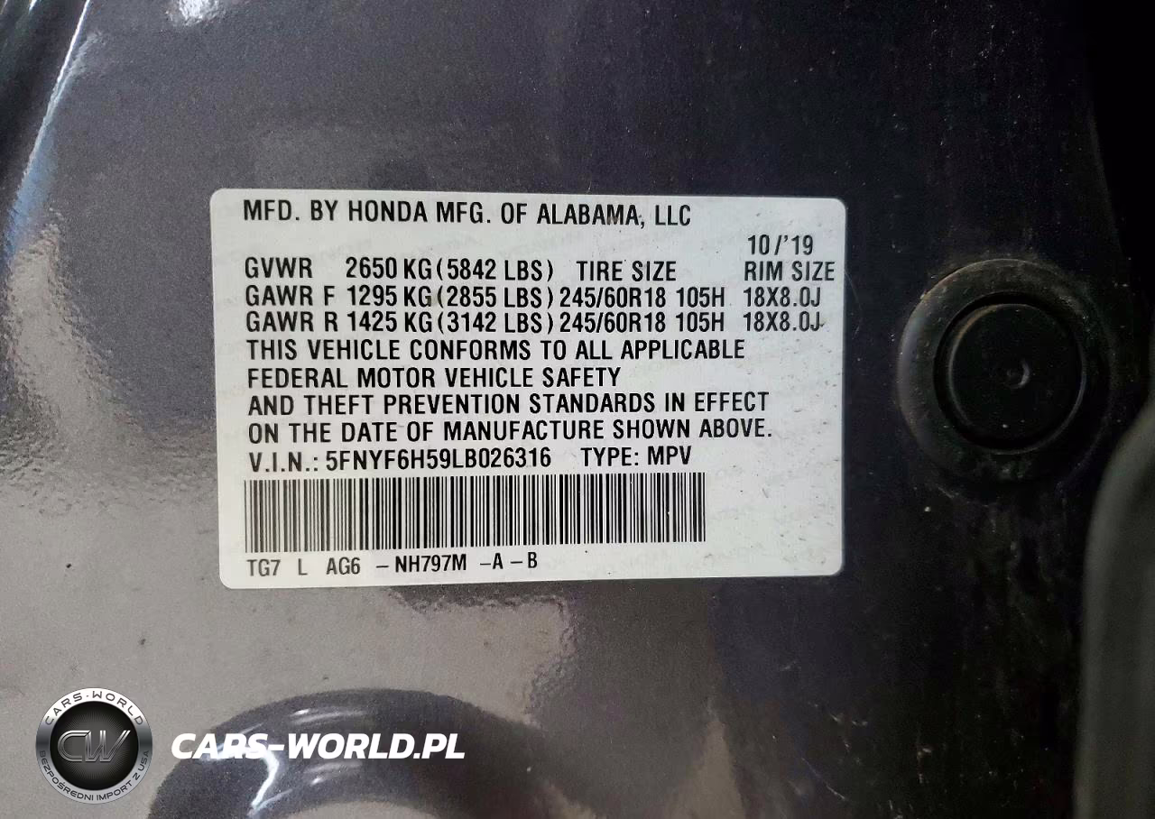 2020 Honda Pilot Exl VIN:5FNYF6H59LB026316 - 12