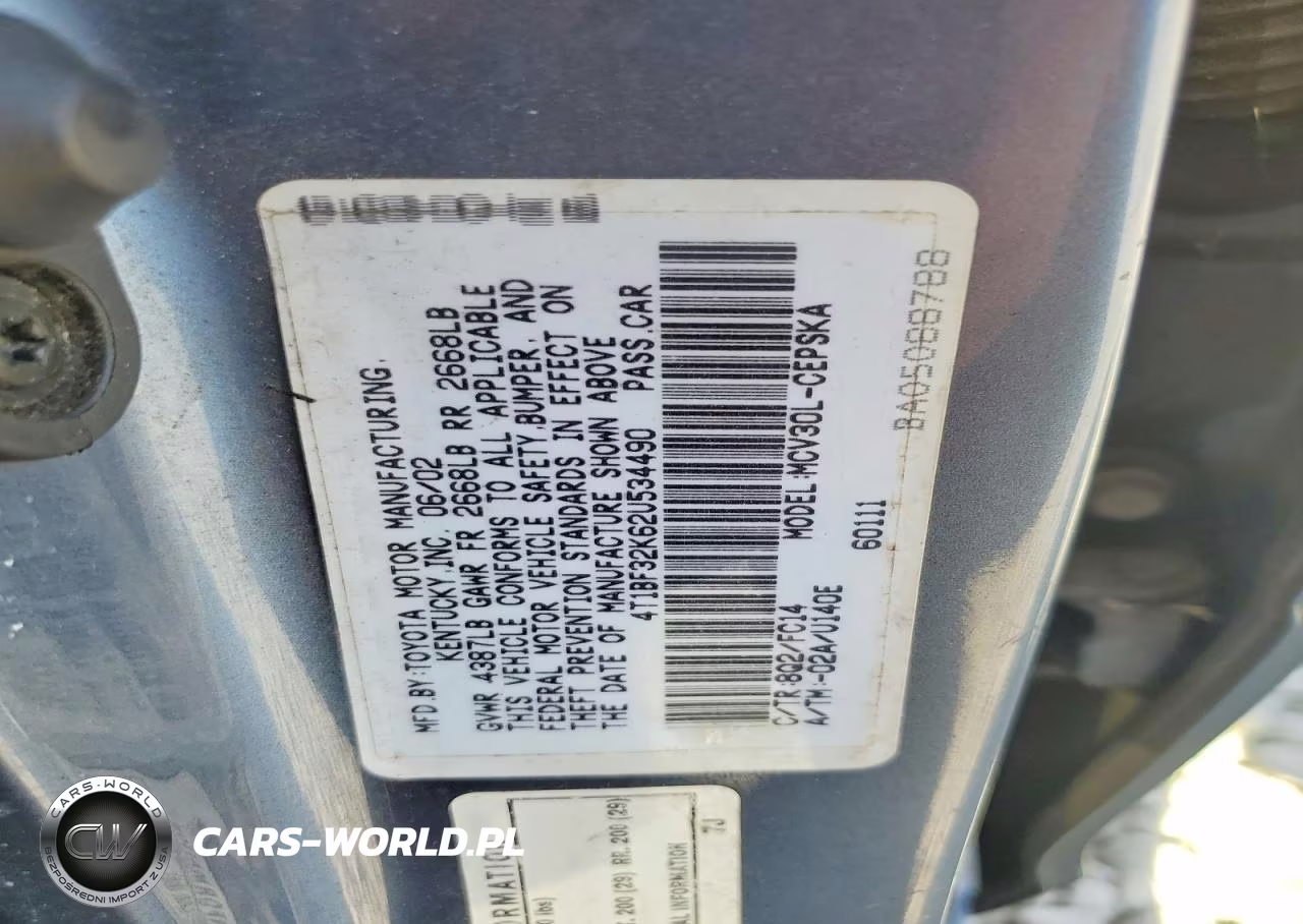 2002 Toyota Camry Se V6 VIN:4T1BF32K62U534490 - 12