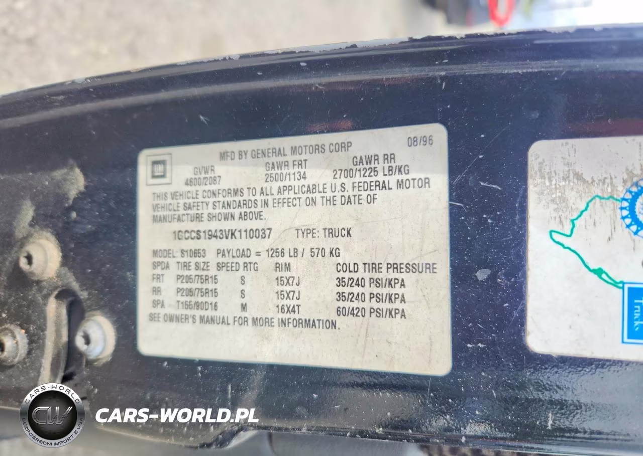 1997 Chevrolet S Truck S10 VIN:1GCCS1943VK110037 - 12