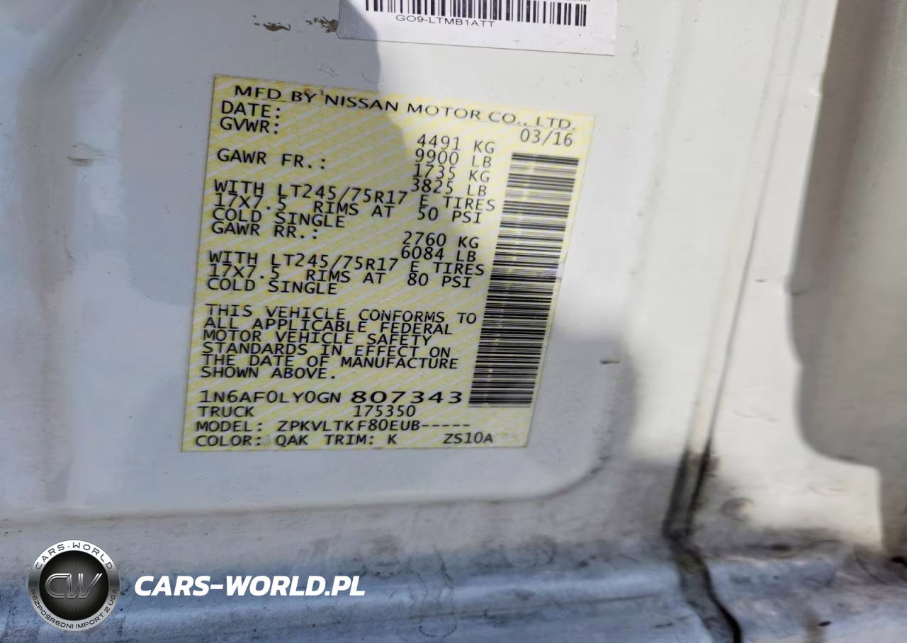 2016 Nissan Nv 3500 Delivery Van VIN:1N6AF0LY0GN807343 - 13