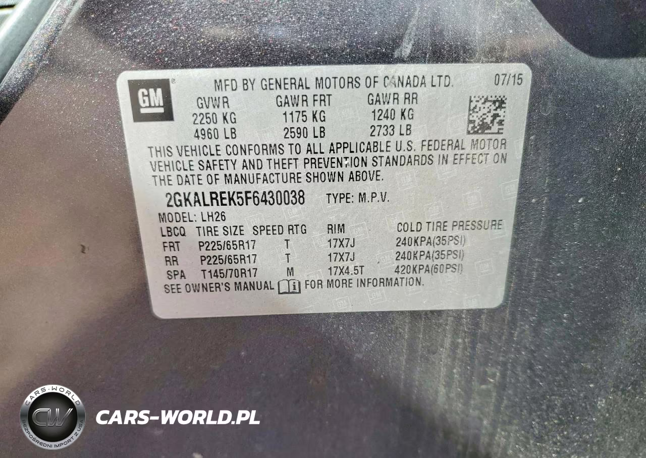 2015 GMC Terrain Sle VIN:2GKALREK5F6430038 - 13