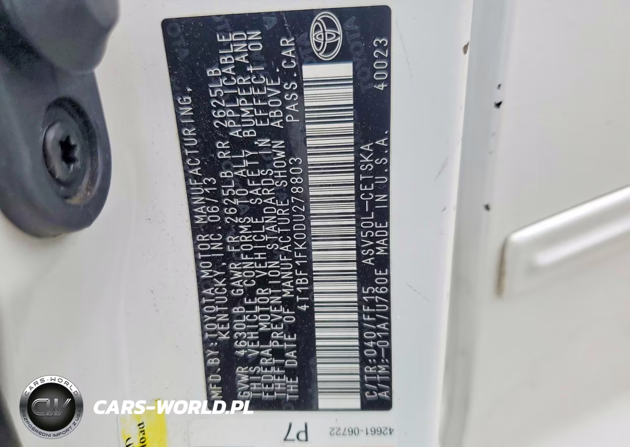 2013 Toyota Camry VIN:4T1BF1FK0DU278803 - 13