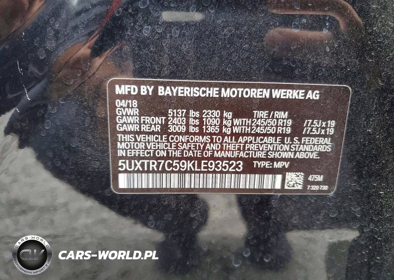 2019 BMW X3 Sdrive30I VIN:5UXTR7C59KLE93523 - 13