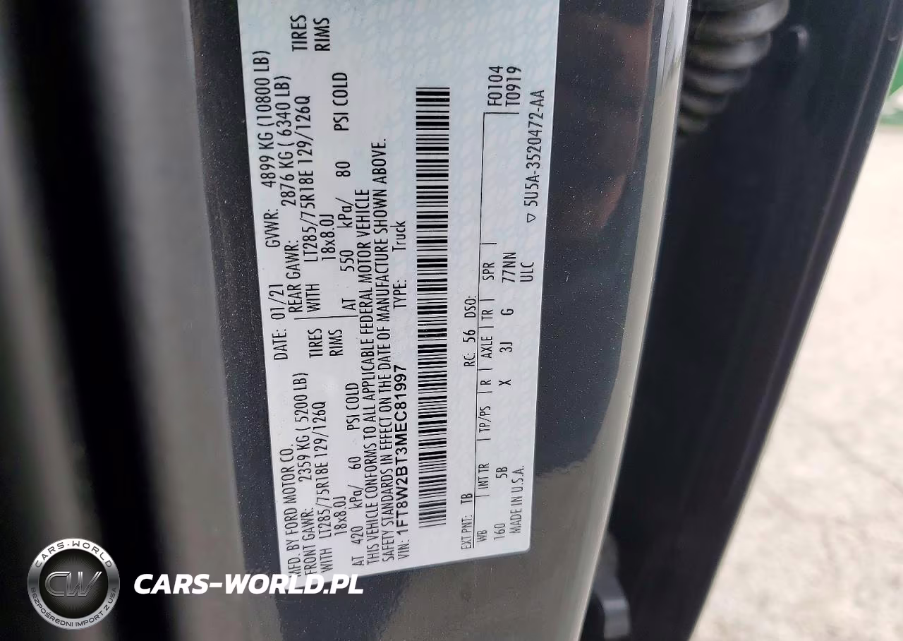 2021 Ford F250 Super Duty VIN:1FT8W2BT3MEC81997 - 14