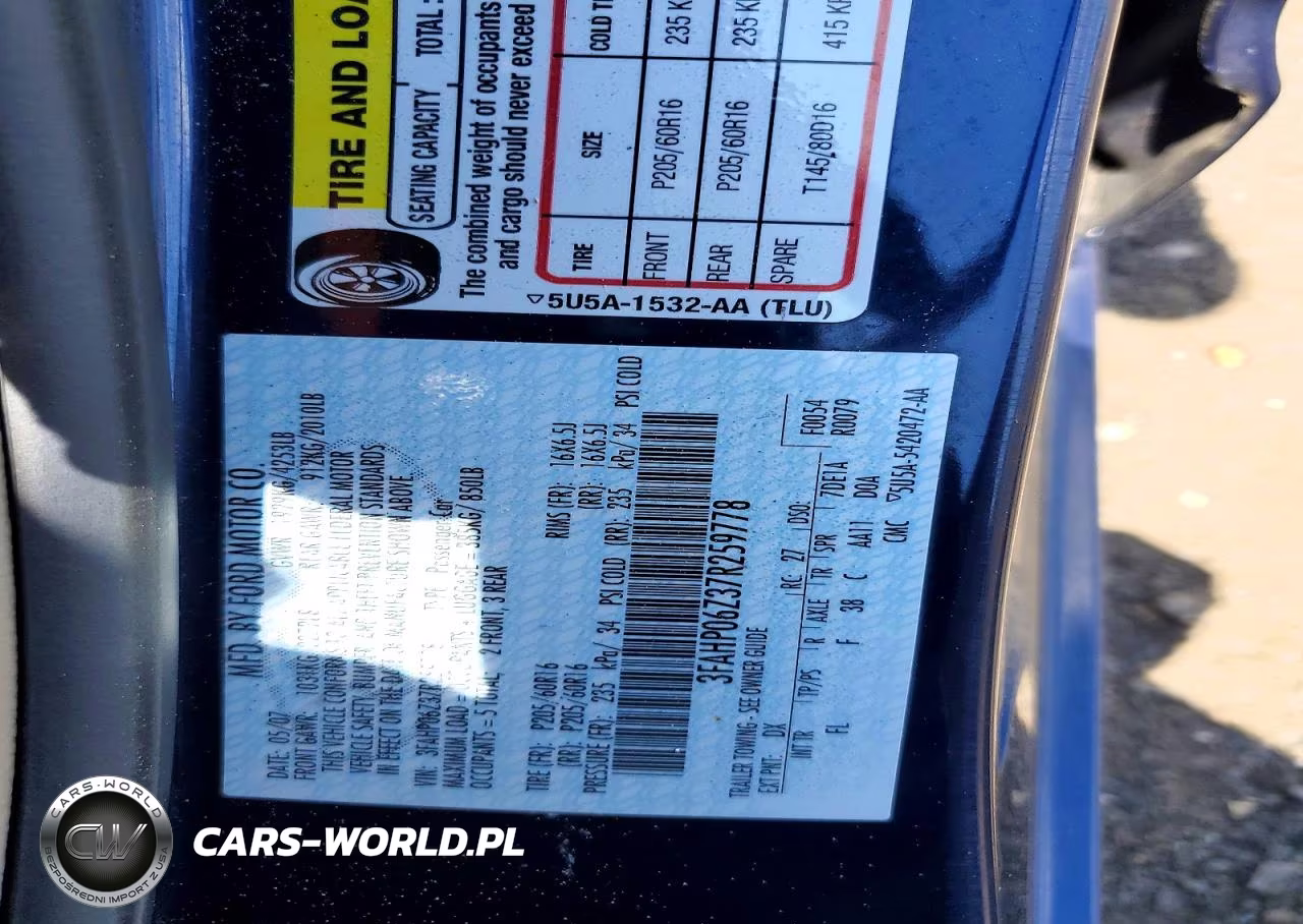 2007 Ford Fusion S VIN:3FAHP06Z37R259778 - 12