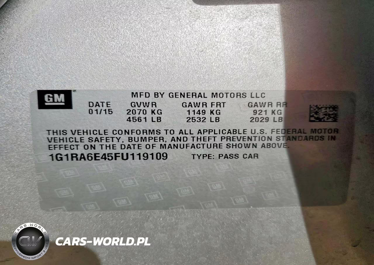 2015 Chev Volt VIN:1G1RA6E45FU119109 - 12