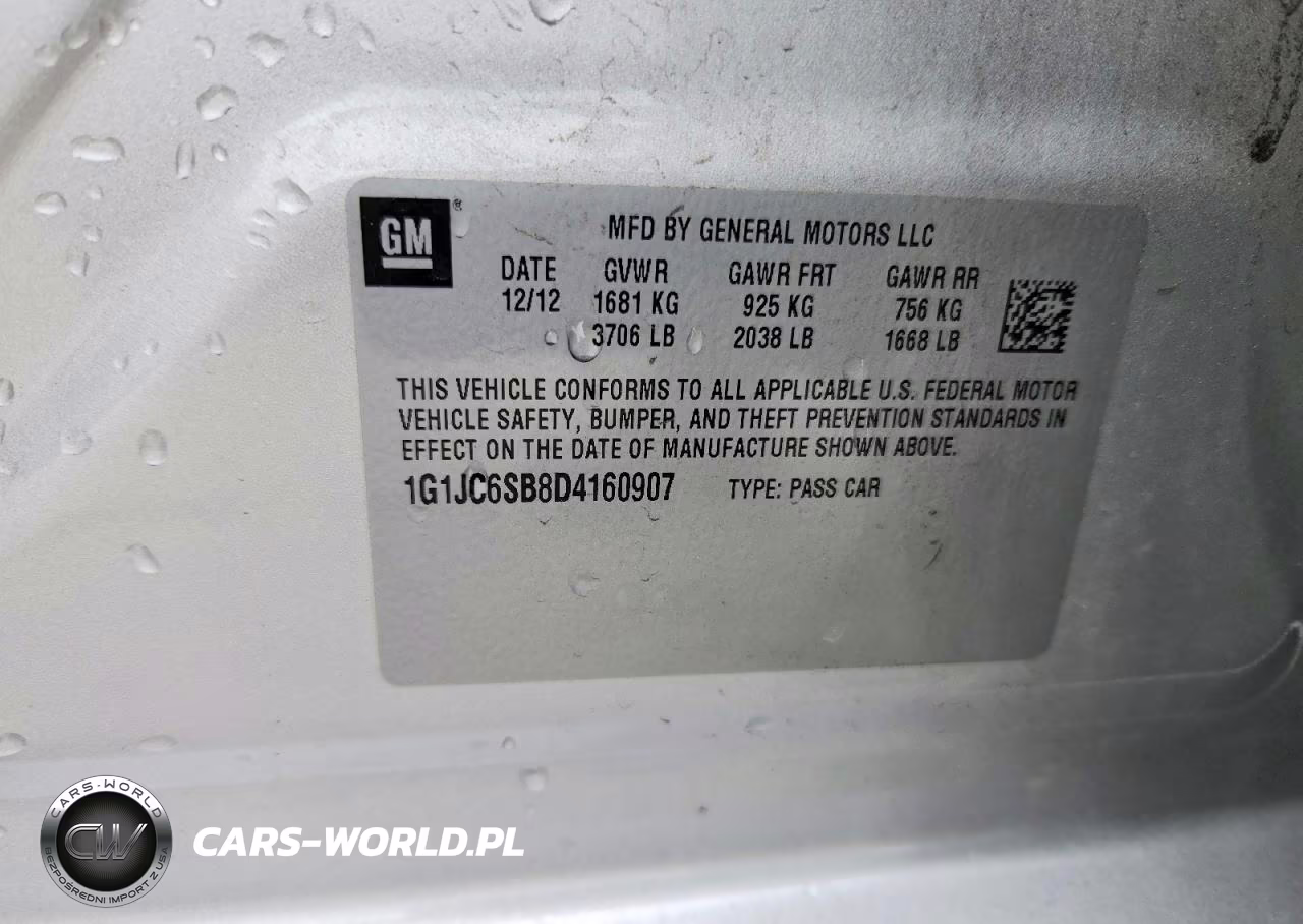 2013 Chevrolet Sonic Lt VIN:1G1JC6SB8D4160907 - 12