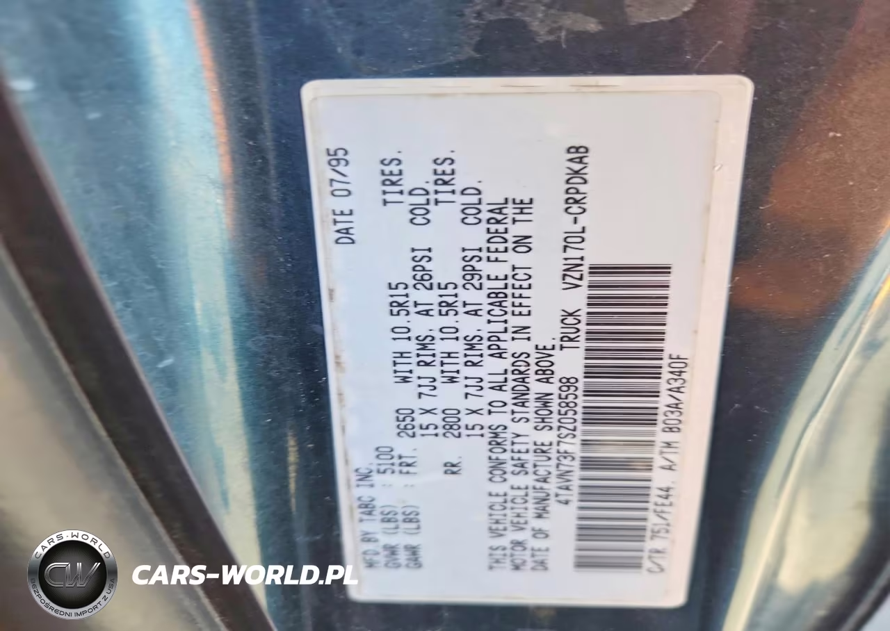 1995 Toyota Tacoma Xtracab VIN:4TAVN73F7SZ058598 - 12
