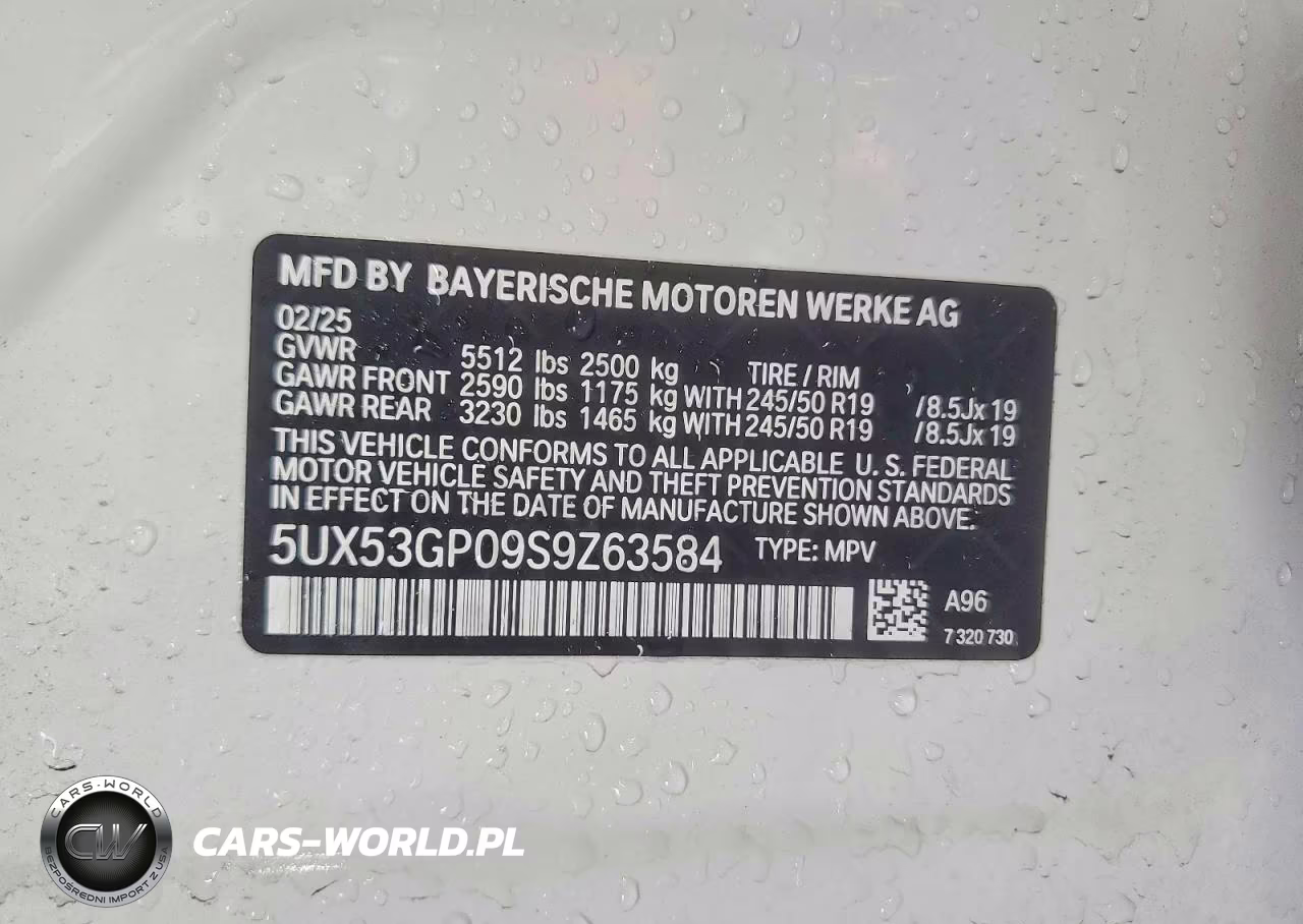 2025 BMW X3 30 xDrive VIN:5UX53GP09S9Z63584 - 12
