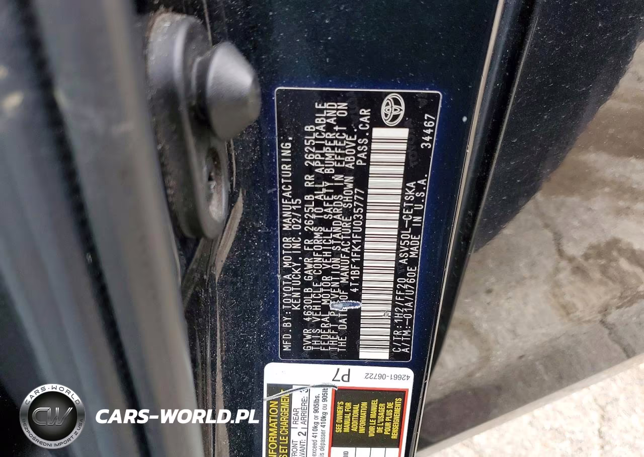 2015 Toyota Camry Se VIN:4T1BF1FK1FU035777 - 12